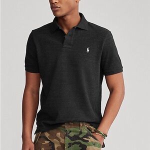 POLO RALPH LAUREN, CLASSIC FIT MESH POLO SHIRT, BLACK MARL HEATHER /NEVIS, M